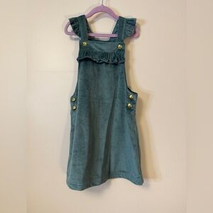 Tahari Girls Size 6 Green Smooth Velvet Pinafore Dress Jumper